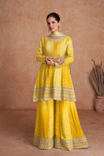 Load image into Gallery viewer, Yellow Party Palazzo Suit With Embroidery Work
