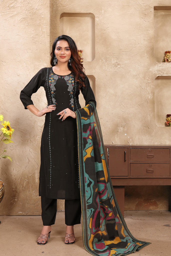 Designer Black Suit Set In Silk - Diva D London LTD