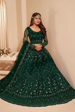 Load image into Gallery viewer, Emerald Green Crystal Heavy Designer Work Soft Net Wedding Lehenga Choli