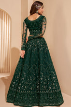 Load image into Gallery viewer, Emerald Green Crystal Heavy Designer Work Soft Net Wedding Lehenga Choli