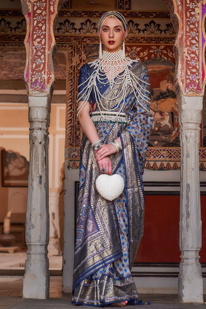 Royal Blue Designer Party Wear Silk Saree With Heavy Border