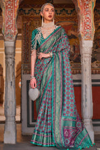 Load image into Gallery viewer, Blue Green Designer Silk Saree With Heavy Border