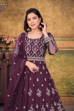 Load image into Gallery viewer, Wine Long Anarkali Gown