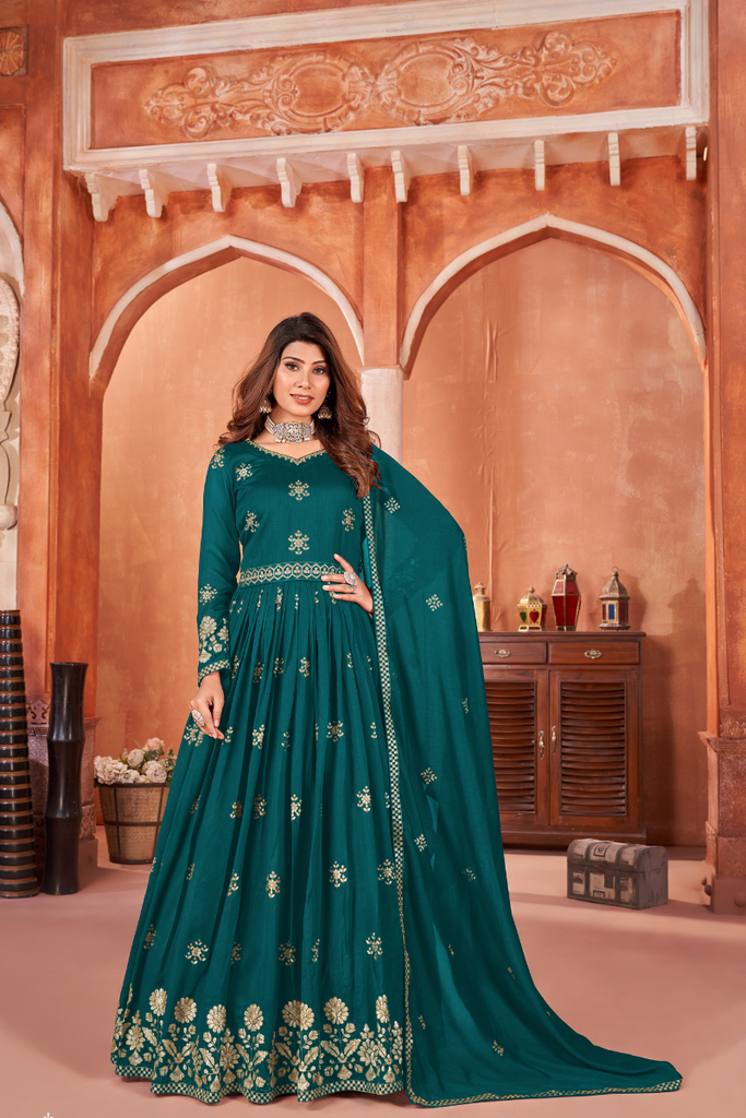 Morpich Embroidered Art Silk Anarkali Dress