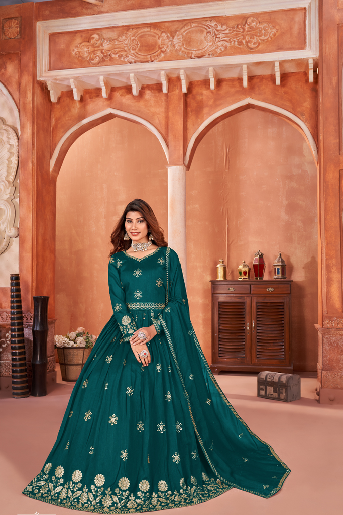 Morpich Embroidered Art Silk Anarkali Dress