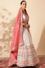 Load image into Gallery viewer, Peach &amp; White Sequence Handwork Embroidery Lehenga Choli
