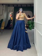 Load image into Gallery viewer, Yellow Printed Blouse and Navy Cotton Lehenga Co-Ord Set