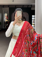 Load image into Gallery viewer, Lucknowi White Georgette Lehenga with foil mirror work