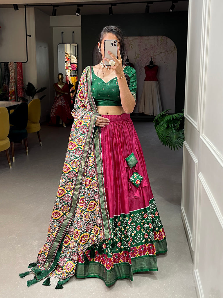 Pink Dola Silk Lehnga With Patola Duppata