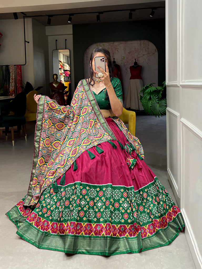 Pink Dola Silk Lehnga With Patola Duppata