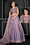 Purple Party Net A Line Lehenga Choli