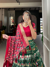 Load image into Gallery viewer, Green Silk Patola Print Lehenga Choli - Diva D London LTD