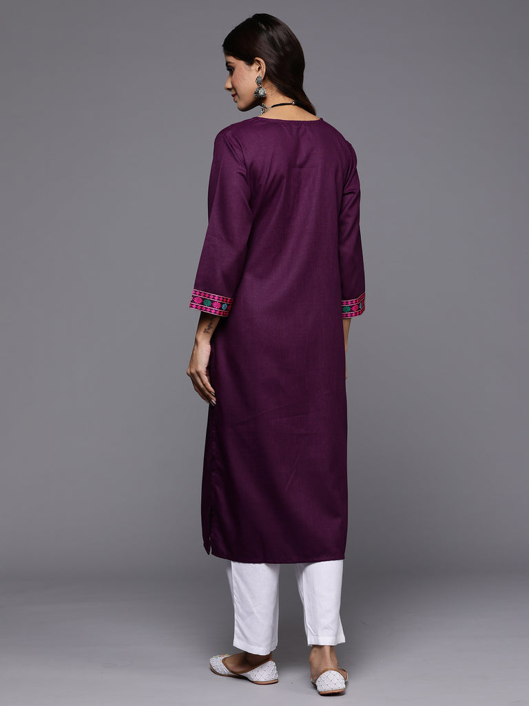 Indo Era Purple Yoke Design Straight Casual Kurtas - Diva D London LTD