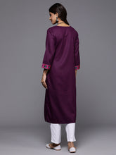 Load image into Gallery viewer, Indo Era Purple Yoke Design Straight Casual Kurtas - Diva D London LTD