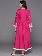 Load image into Gallery viewer, Indo Era Pink Embroidered A-Line Dresses - Diva D London LTD