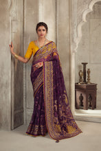 Load image into Gallery viewer, Purple Organza Saree With Contrast Blouse