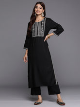 Load image into Gallery viewer, Indo Era Black Embroidered Straight Kurtas