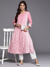 Load image into Gallery viewer, Indo Era Pink Printed A-Line Kurtas
