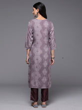 Load image into Gallery viewer, Indo Era Mauve Printed Straight Kurtas - Diva D London LTD