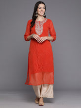 Load image into Gallery viewer, Indo Era Orange Printed Straight Kurtas