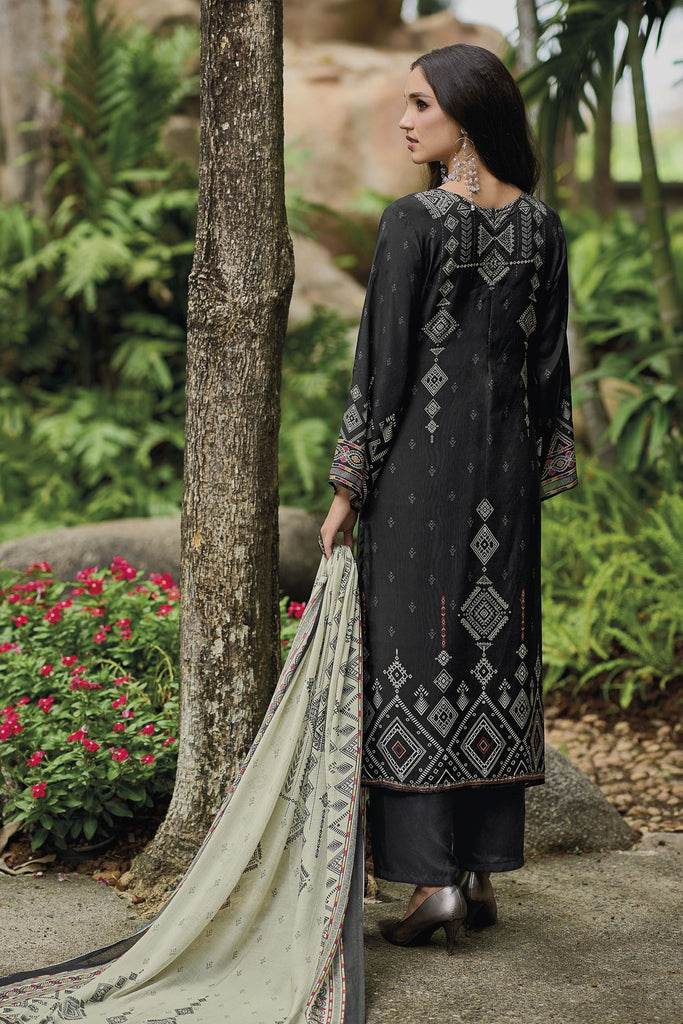 Black Pure Viscose Muslin Digital Print With Designer Embroidery Suit