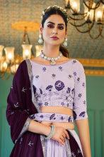 Load image into Gallery viewer, Lavender Designer Georgette Lehenga Choli With Embroidered Belt