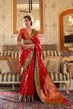 Load image into Gallery viewer, Red Tussar Silk Traditional Saree with Zari Work