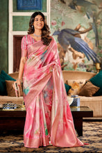 Load image into Gallery viewer, Pink Digital Tie-Dye Printed Silk Saree