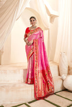 Load image into Gallery viewer, Rose Pink Tissue Silk Weaved Pathani Saree