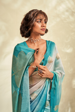 Load image into Gallery viewer, Surfy Blue Banarasi Handloom Khadi Silk Saree