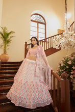 Load image into Gallery viewer, Pink Designer Sequins And Gotta Patti Embroidered Wedding Wear Lehenga Choli In Georgette