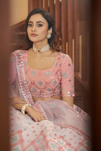 Load image into Gallery viewer, Pink Designer Sequins And Gotta Patti Embroidered Wedding Wear Lehenga Choli In Georgette