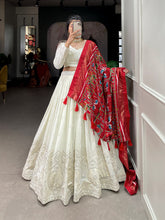 Load image into Gallery viewer, Lucknowi White Georgette Lehenga with foil mirror work