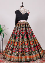 Load image into Gallery viewer, Black Floral Brocade Lehenga Choli