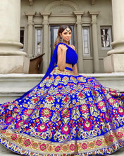 Load image into Gallery viewer, Royal Blue Floral Brocade Lehenga Choli