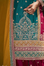 Load image into Gallery viewer, Teal Embroidered Art Silk Pakistani Suit