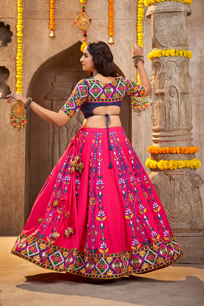 Deep Pink Exclusive Embroidered Work Navratri Chaniya Choli