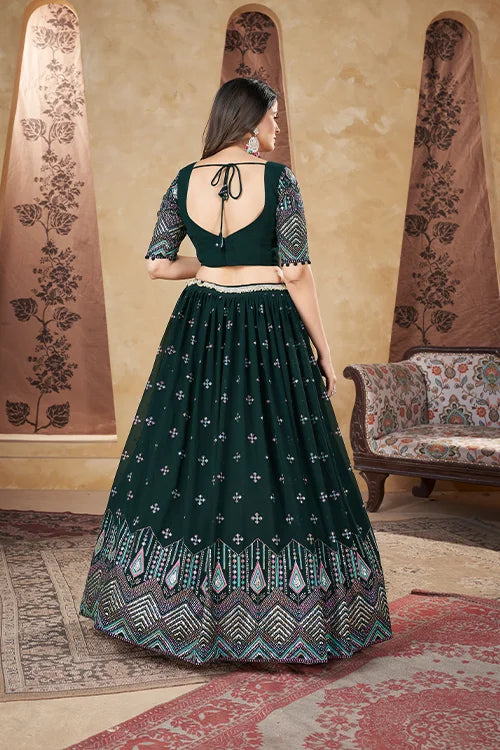 Green Designer Lehenga Choli With Dupatta