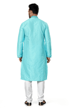 Load image into Gallery viewer, Blue Silk Coral Kurta Set