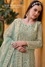 Load image into Gallery viewer, Light Green Alluring Net Fabric Party Style Anarkali Suit