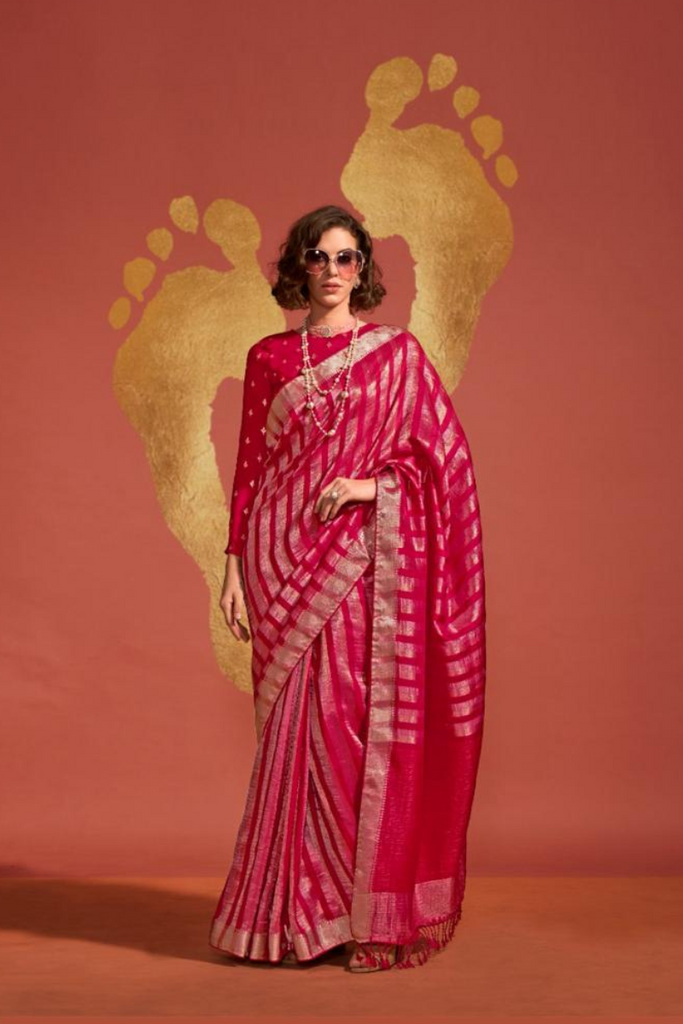 Rani Pink Handloom Weaving Viscose
