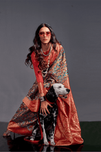 Load image into Gallery viewer, Black Handloom Weaved Kashmiri Pashmina Silk Saree