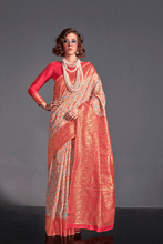 Load image into Gallery viewer, Light Pink Handloom Weaved Kashmiri Pashmina Silk Saree