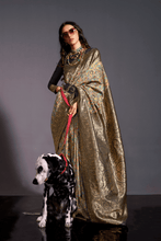 Load image into Gallery viewer, Dusty Grey Handloom Weaved Kashmiri Pashmina Silk Saree