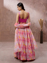 Load image into Gallery viewer, Pink Organza Floral Design Digital Print Lehenga Choli &amp; Dupatta