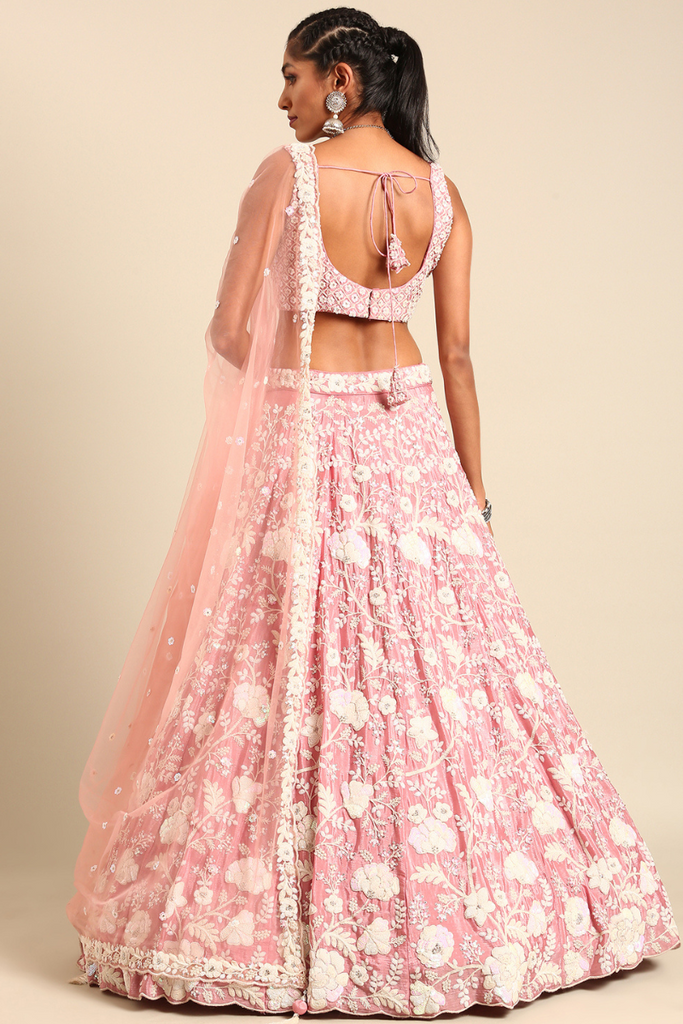 Rose Gold Chinon Sequins and Zarkan  Lehenga