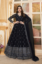 Load image into Gallery viewer, Navy Blue Party Wear Exclusive Foil Printed Anarkali