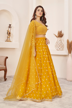Load image into Gallery viewer, Mustard Georgette Lehenga Choli With Sequence