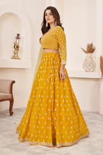 Load image into Gallery viewer, Mustard Georgette Lehenga Choli With Sequence