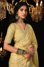 Load image into Gallery viewer, Yellow Silk Engagement Saree With Embroidered Work